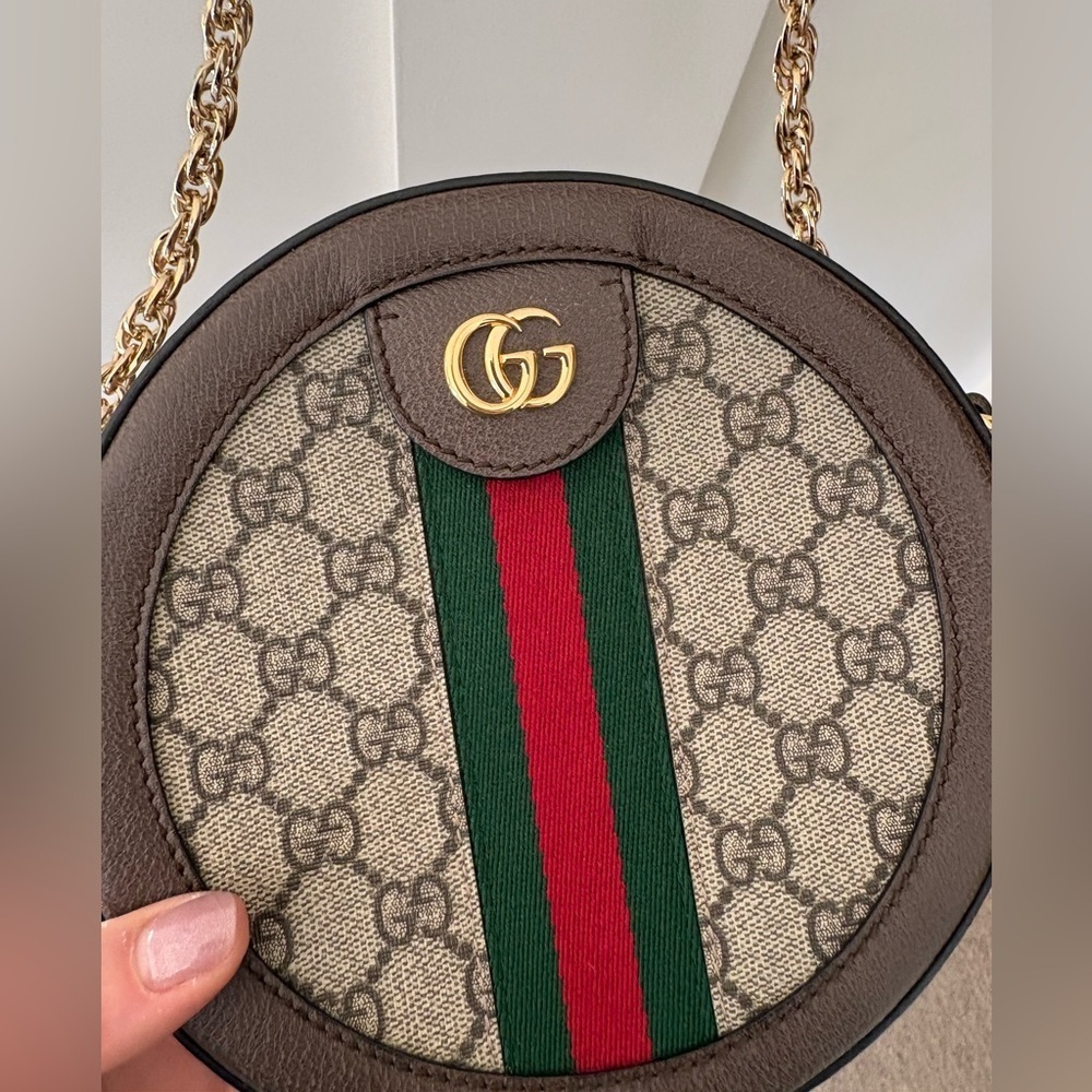 GUCCI GG SUPREME MONOGRAM OPHIDIA ROUND SHOULDER BAG - Picture 7 of 14